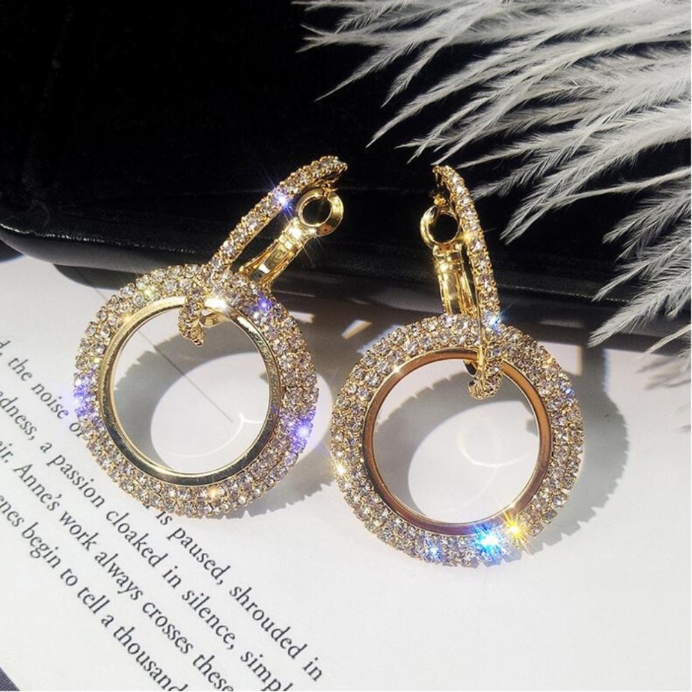 Round Gold Tone Statement Earrings